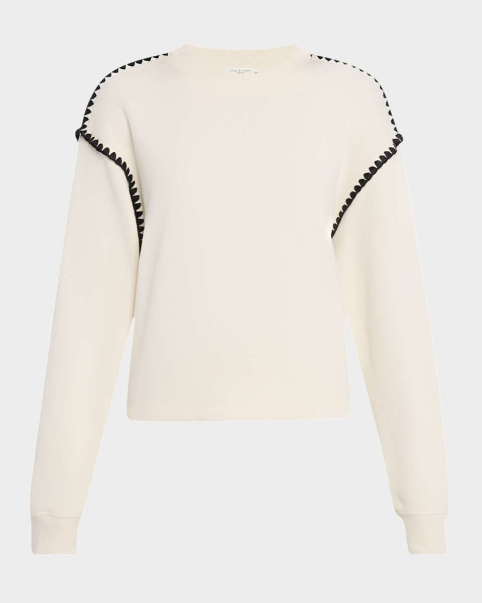 Vintage Terry Blanket-Stitch Pullover